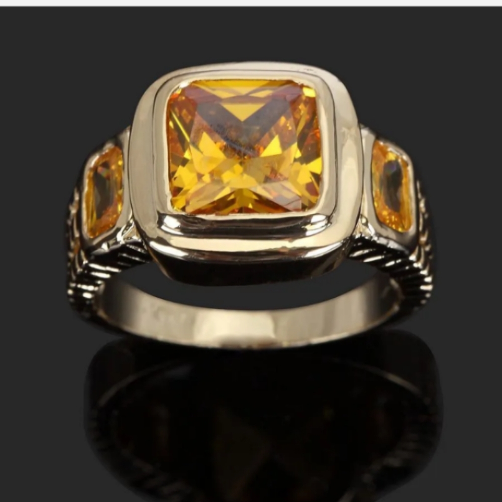 New simulated citrine gold plated ring